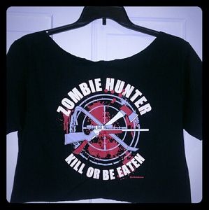 SOLD. Zombie Hunter Crop T-Shirt Size M